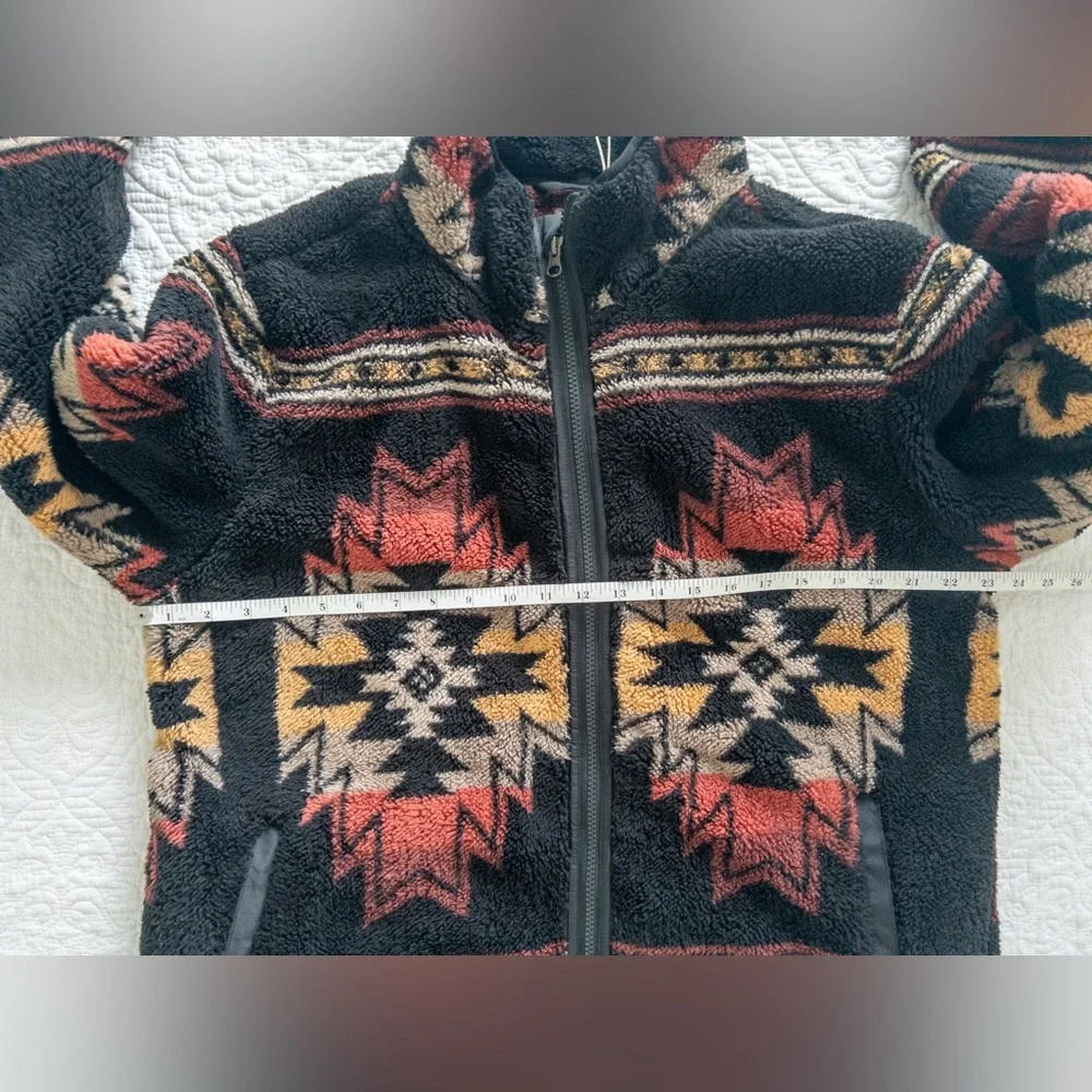 NWT Faherty Doug Good Feather Fleece Jacket Black Multi Eco-friendly Size XL - Picture 7 of 8